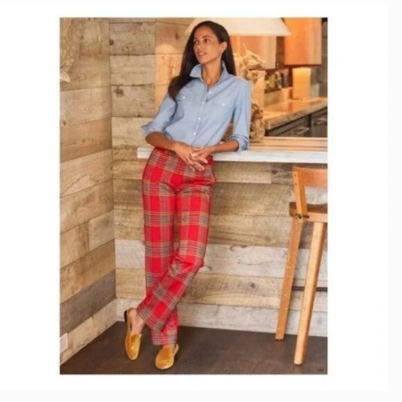 J. McLaughlin Red Plaid Tartan Hattie Jacquard Pants Women's Size 10 New without - Picture 10 of 11